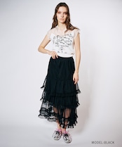 シフォンティアードフレアスカート (BLACK) CQ-48116