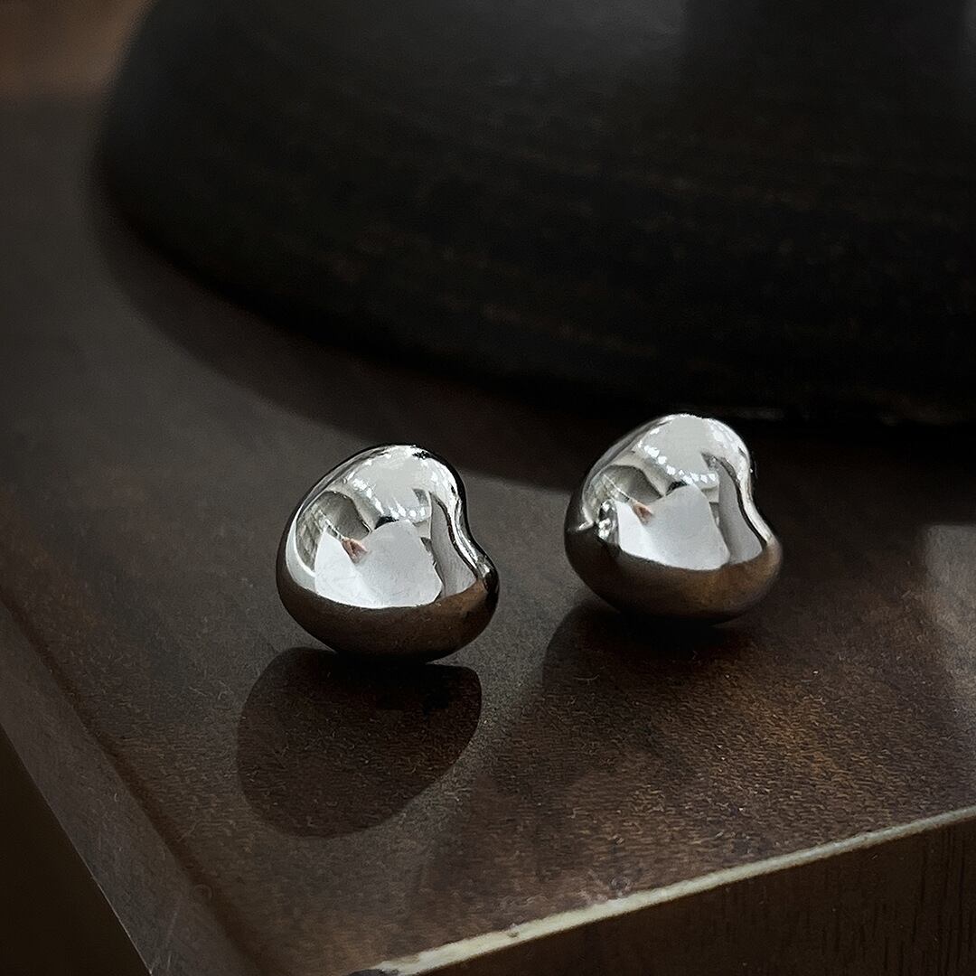 鏡面仕上げ ピアス K18 レディース 大きめ 耳アクセサリー シルバー925