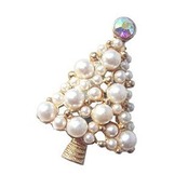 ホワイトクリスマス パール風 クリスマスツリー ブローチ パーティーにも