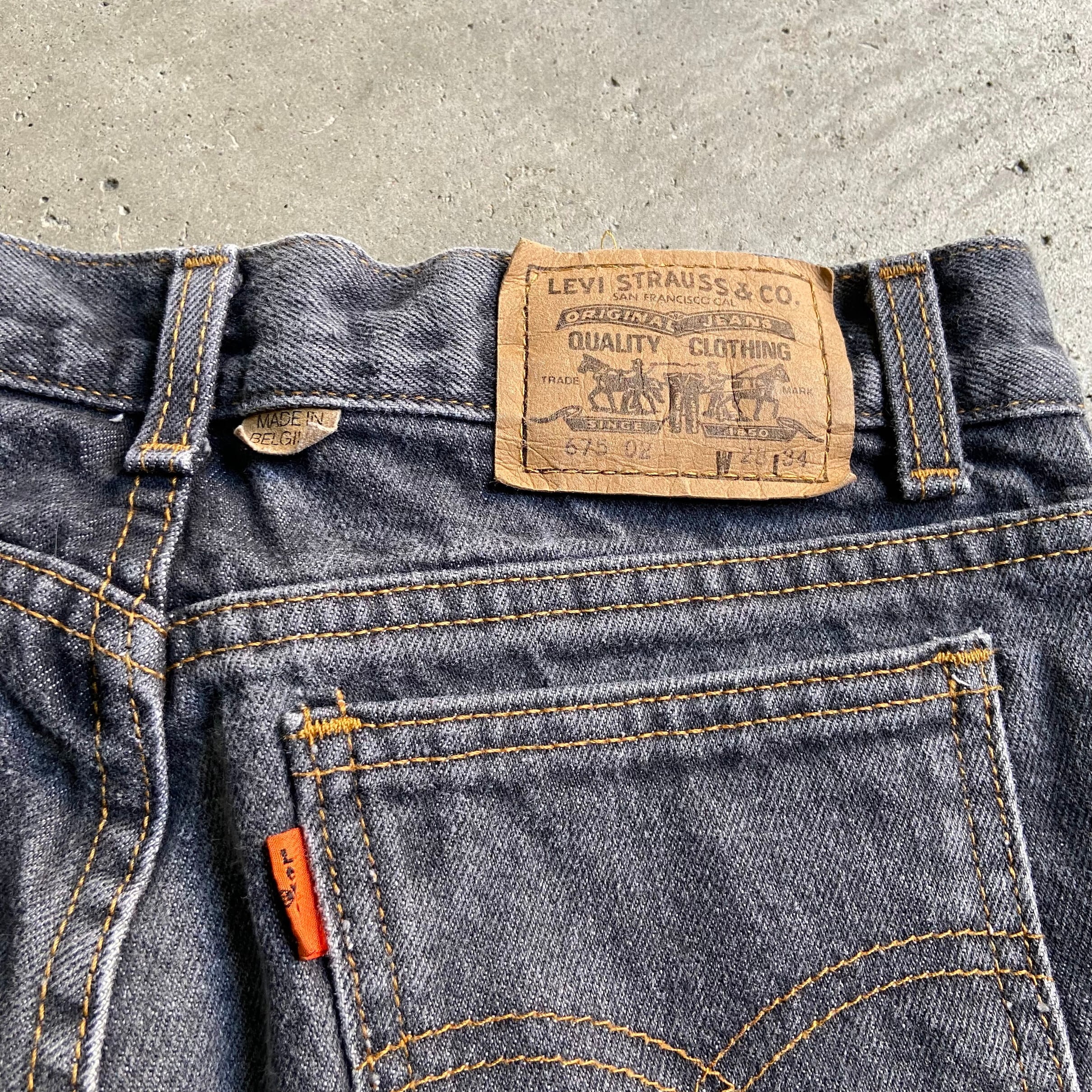 90年代 ベルギー製 Levi's リーバイス 675 ユーロ ヨーロッパ企画 テーパード ブラックデニムパンツ ジーンズ レディースw28 古着  90s ヴィンテージ ビンテージ 黒 オレンジタブ【デニムパンツ】【CS2212-20】【AN20】【PS2307P】 | cave