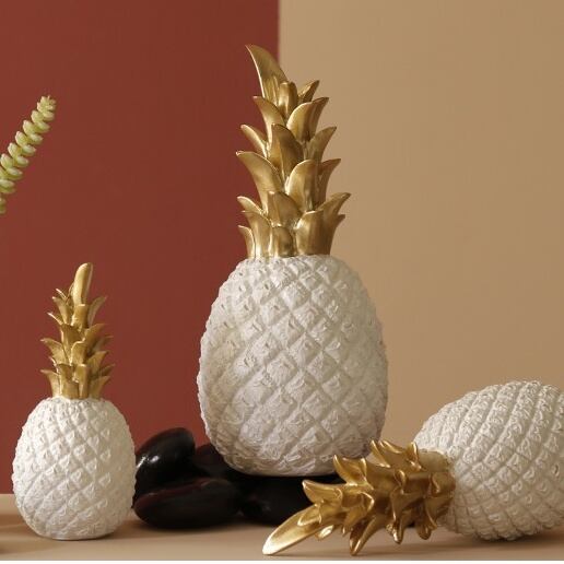 パイナップルのオブジェ 置物 ゴールド ブラック ホワイト | Russel