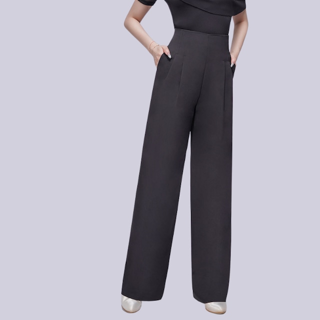 ハイウエスト ストレート フルレングス ダンスパンツ 3col D00631