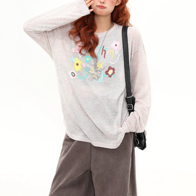 see-through daisy long tee　シースルーデイジーロングティー　J1356