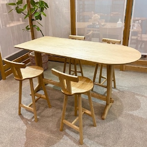 KB Counterset(table1 ・ chair4) カウンターテーブル サブテーブル 木のハイチェア 少し高め