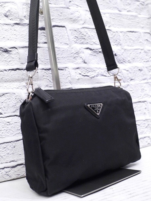 美品◆ PRADA プラダ テスート ナイロン クロスボディ ショルダー バッグ カメラ バッグ ポーチ ポシェット 黒◆ クロスボディ仕様の定番♪