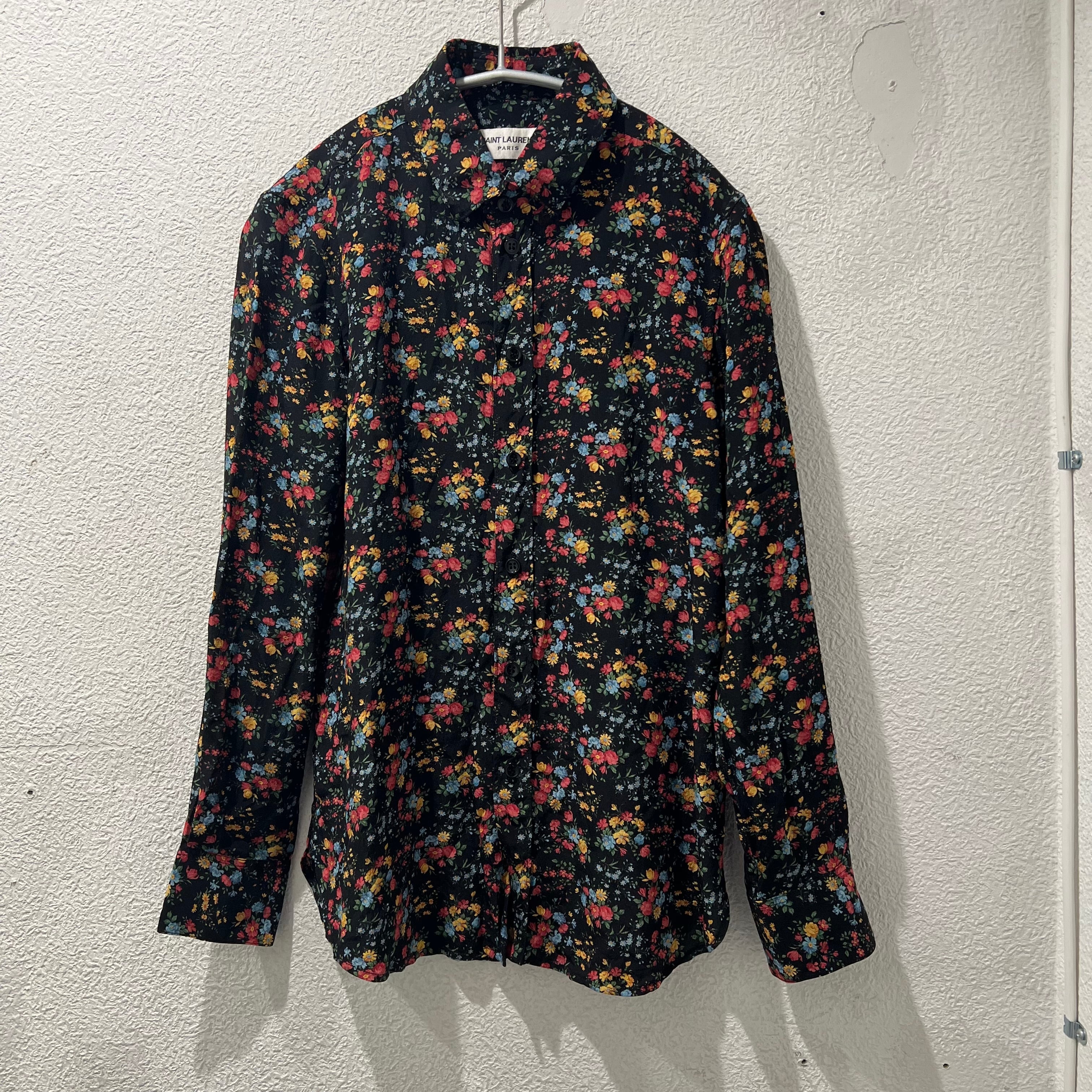 美品】22-23AW Saint Laurent シルク花柄ジャガード シャツ-