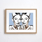 Iron Woman Audrey II - blue｜静寂と強さを纏う未来的エレガンスアート｜知性と美を描くモダンポスターA3ポスター