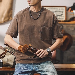 ヴィンテージ加工 ポケット付きTシャツ 10115