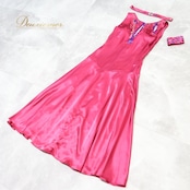 社交ダンス 衣装 ワンピース ドレス 光沢 無地 軽い 薄い パーティ 発表会 パーティドレス かわいい 高級感 ピンク系 エレガント フェミニン おしゃれ ダンス衣装 上品 ステージ衣装 レディース