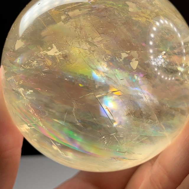 虹有り♪スーパーレインボー大玉カルサイトスフィア