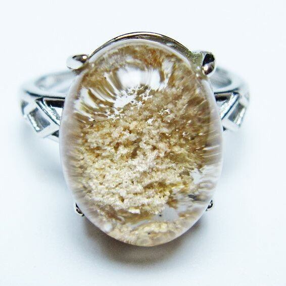 ガーデンクォーツ 指輪 ガーデン水晶 リング フリーサイズ 15号 一点物 メール便可 [M便 1/20] 115-6918