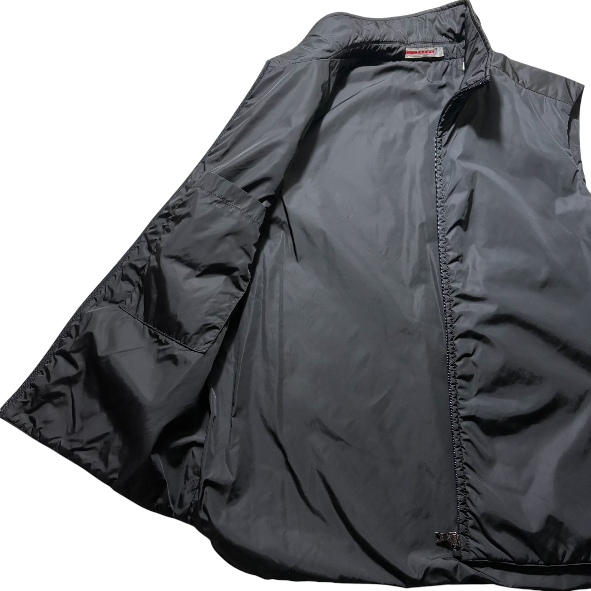 PRADA SPORT◇ナイロンベスト/S/ナイロン/BLK/無地