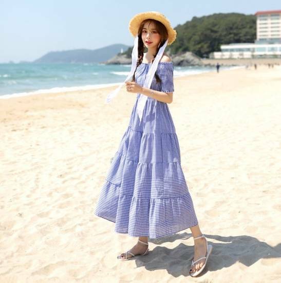 ロングワンピース 大きいサイズ ゆったり Aライン チェック オフ
