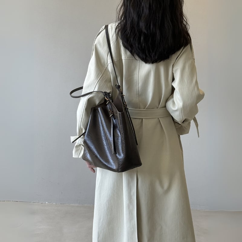 スタンドカラー ダブルブレスト ミディ丈コート ◇2color 204398 スタンドカラー ダブルブレスト ミディ丈コート ◇2color 204398