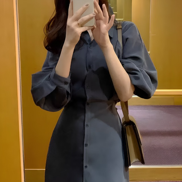 ウエストシェイプボディシャツドレス　BM0330