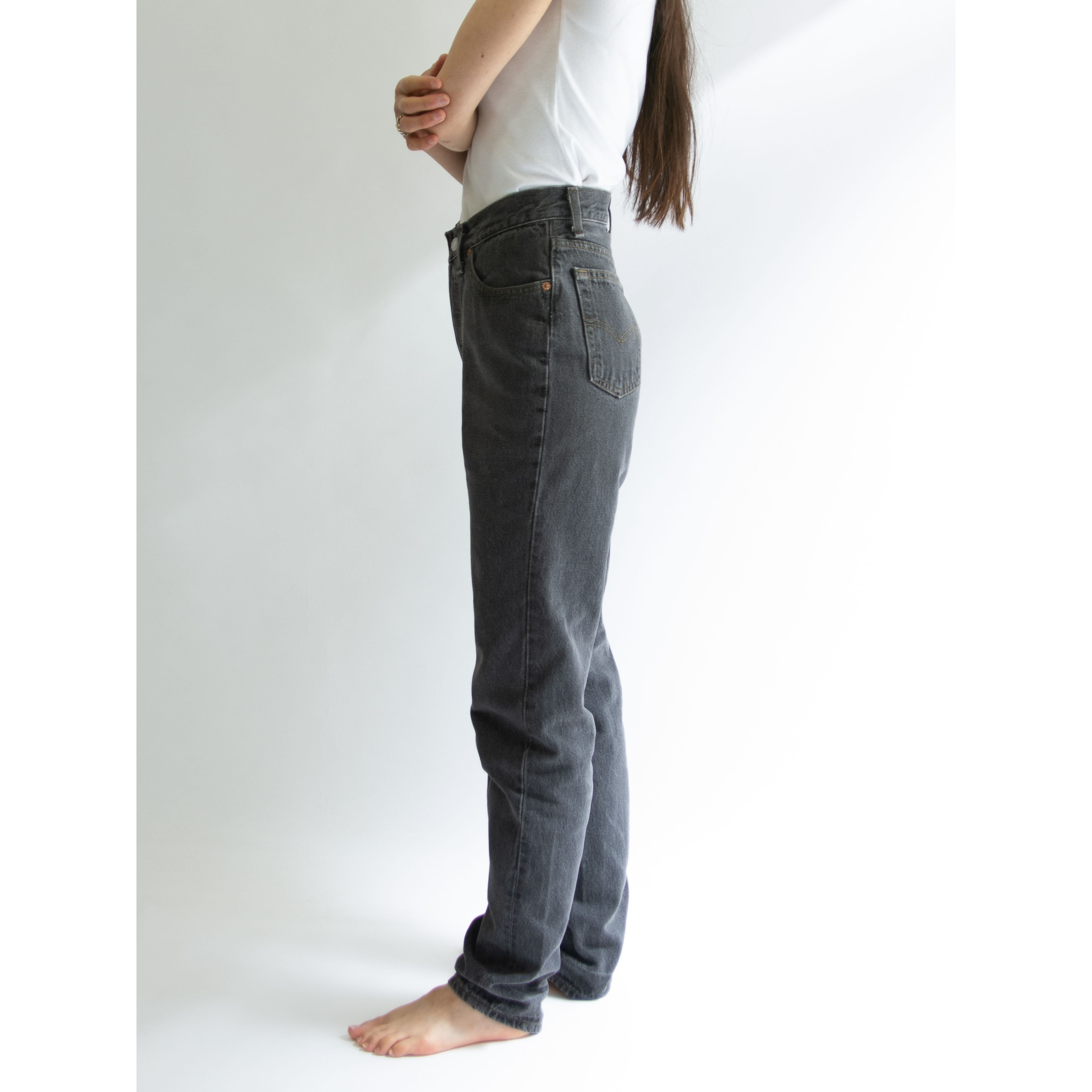 【LEVI'S 17501】Made in U.S.A. 90's Tapered Denim Pants 1M（リーバイス アメリカ製 テーパードデニムパンツ ブラックジーンズ）