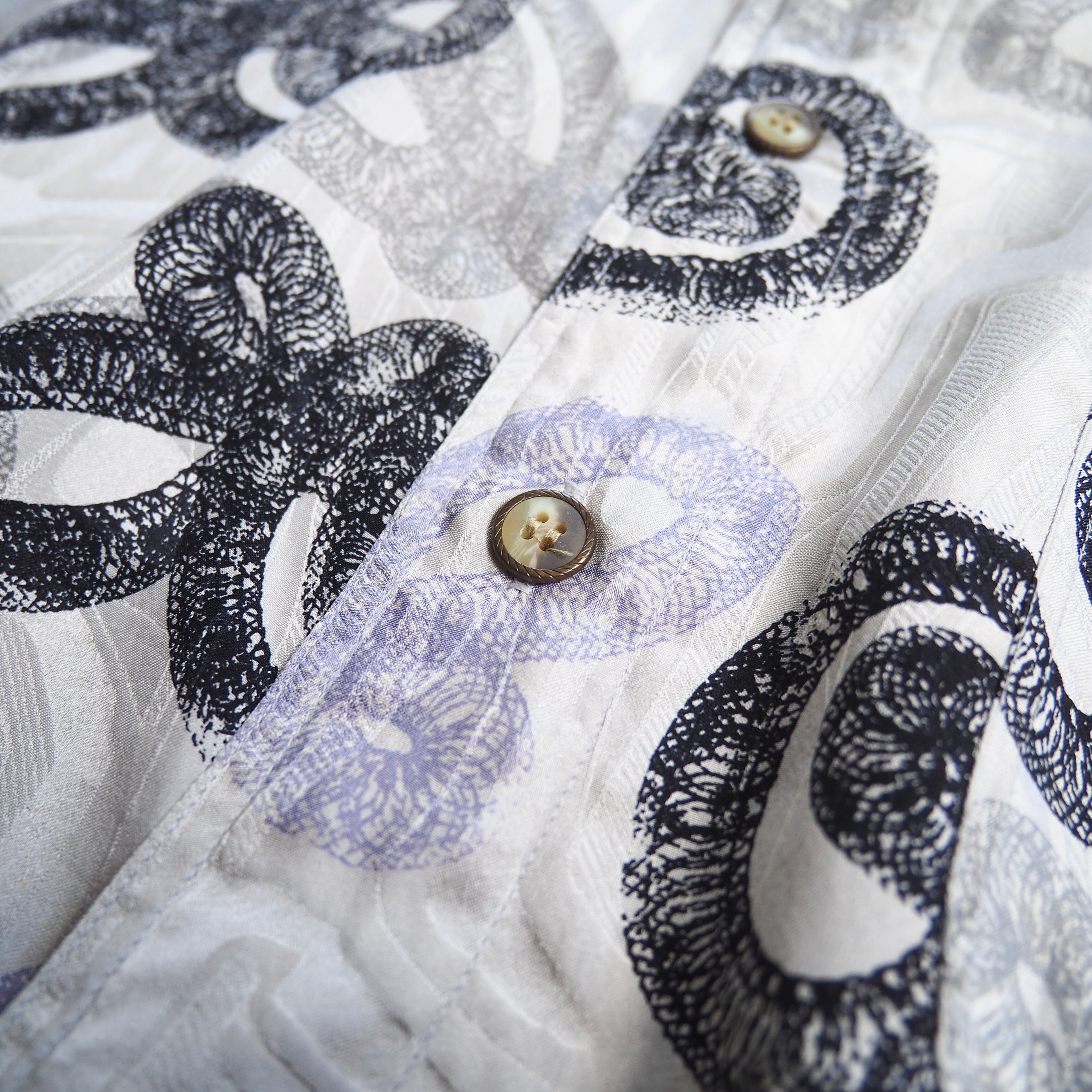 ” 捻縄 ” Tribal contemporary Art × Hidden pattern Drape SS silk Shirt