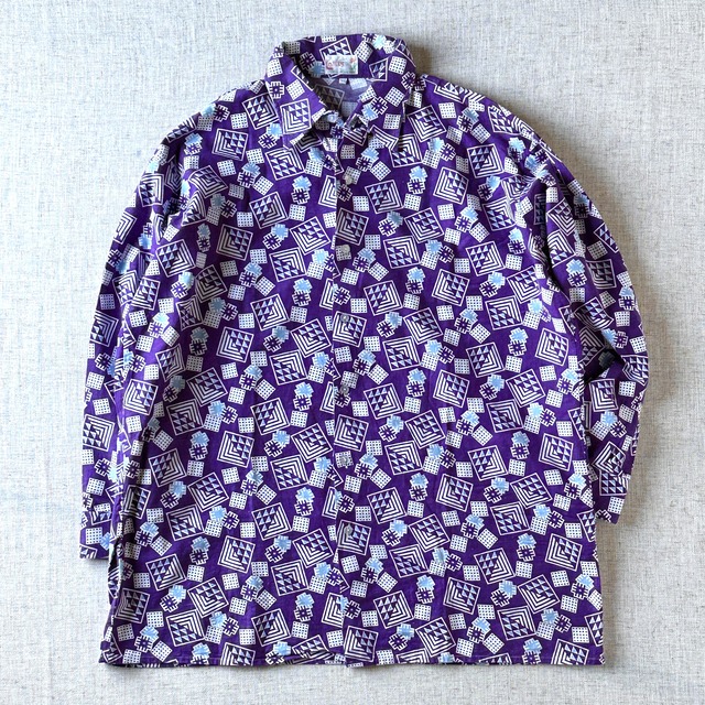 70’s–80’s,Lotus Pattern Shirt,UnisexL-XL (Euro Distribution)