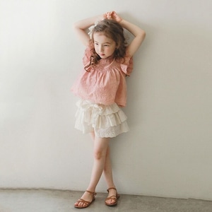 夏蝶結びデザイン多重レースショートパンツ