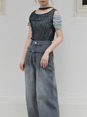 Stretch Lace Sleeveless Tops / BLACK