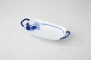 【食器】みつば　手付盛鉢（波佐見焼）