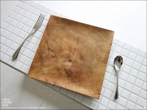 チーク材 スクエアプレートW25 木皿 平皿 パスタプレート 木の皿 和食器 ディナープレート 洋食器 ナチュラル 無垢 手作り 銘木 25x25cm