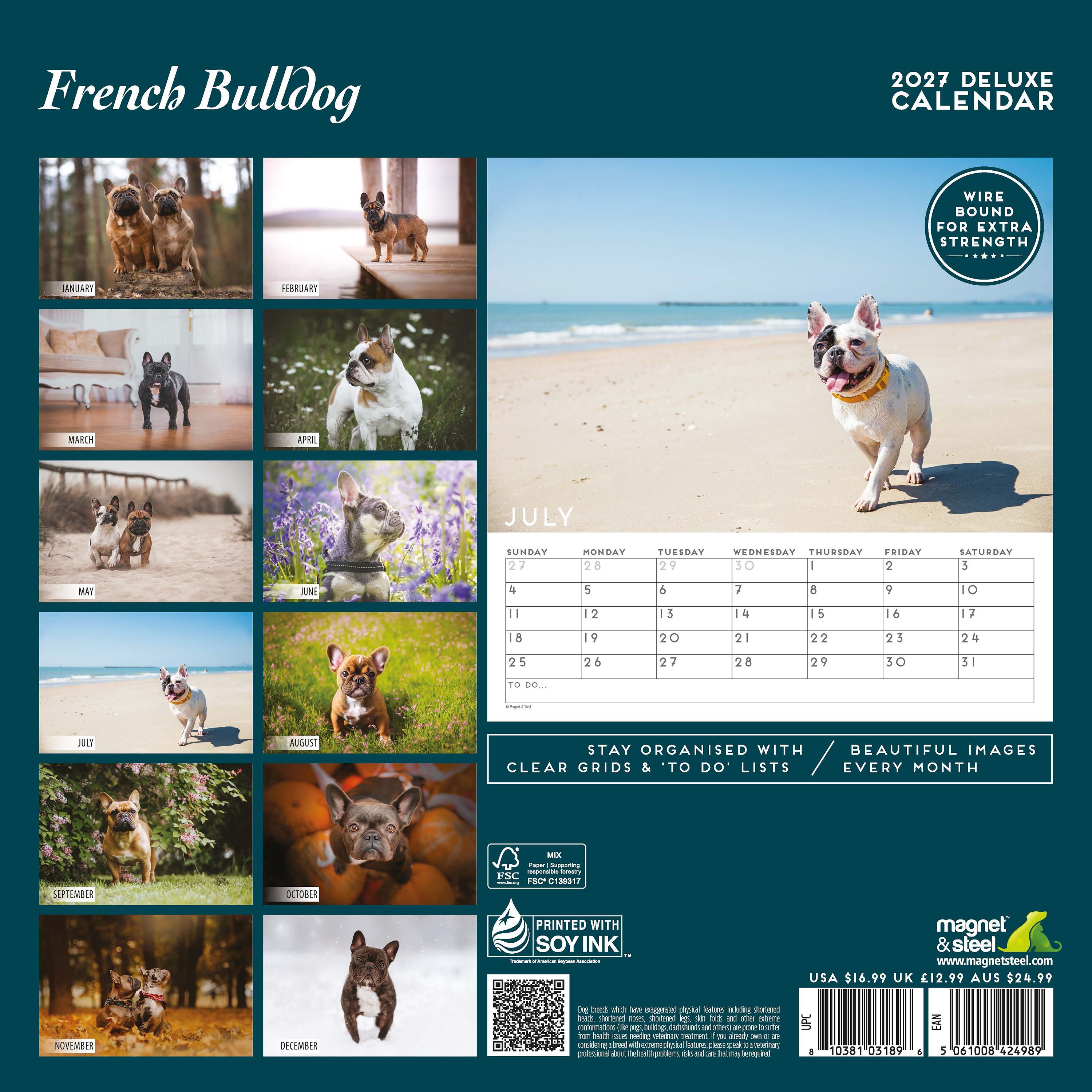 【2027年版】英国製犬種カレンダー【フレンチ・ブルドッグ】DELUXE 2027年版