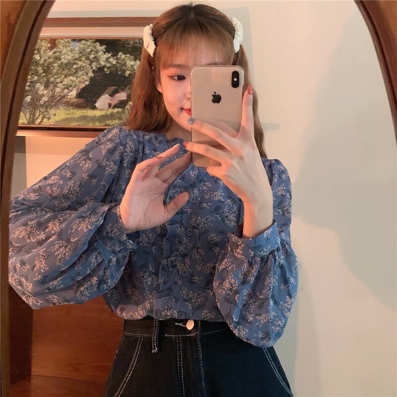 スタイルフローラルシャツ サマー薄手シフォントップス ロング 夏物 花柄 1号婦人73314766478