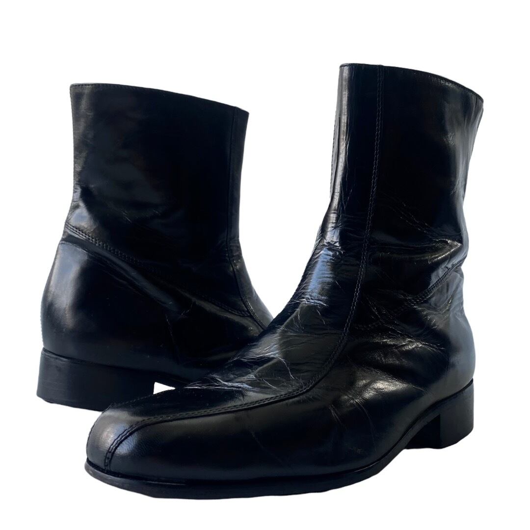 side zip leather heel boots size 9EEE 