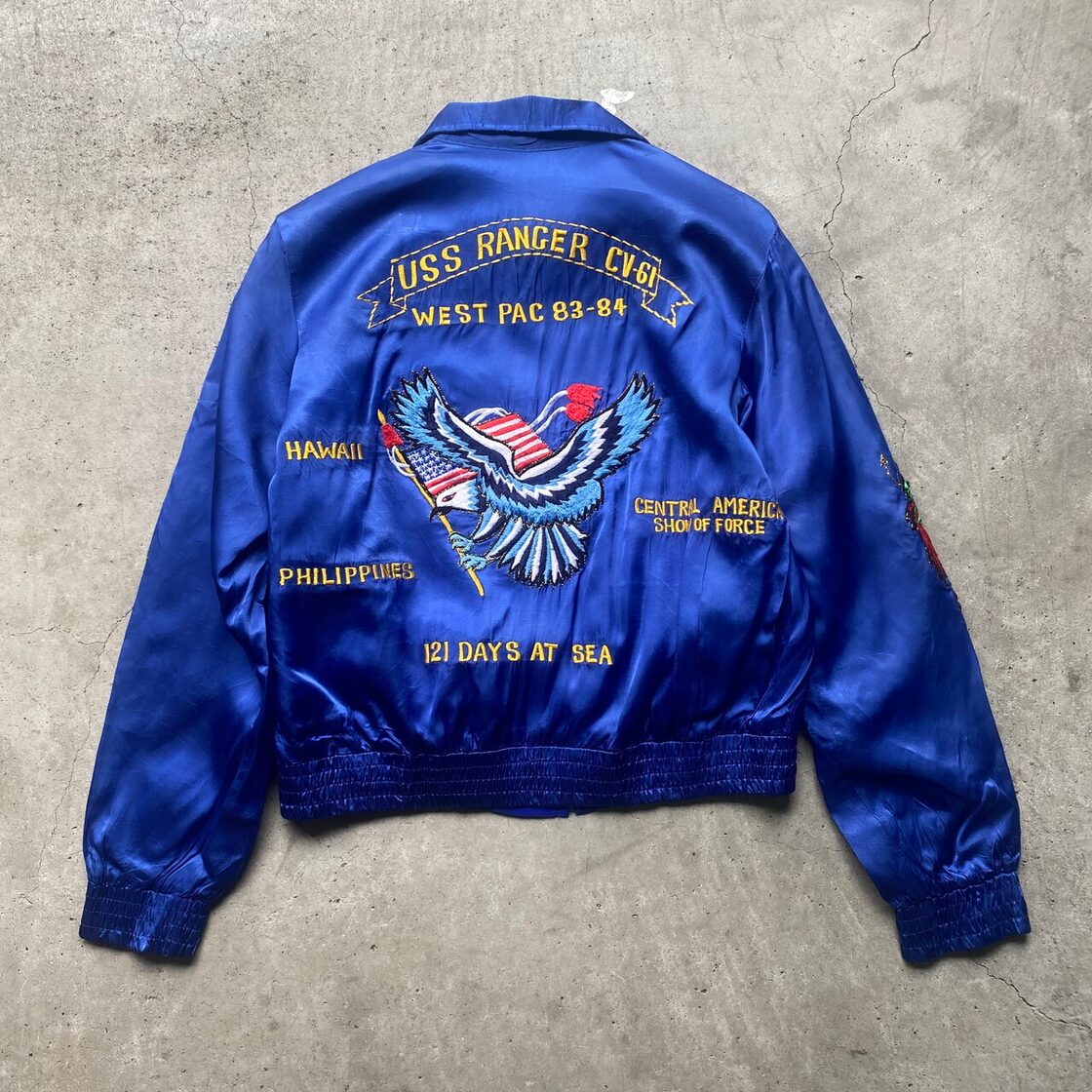80年代 80s 刺繍 龍 鷹 USS RANGER CV-61 スーベニアジャケット ツアー  