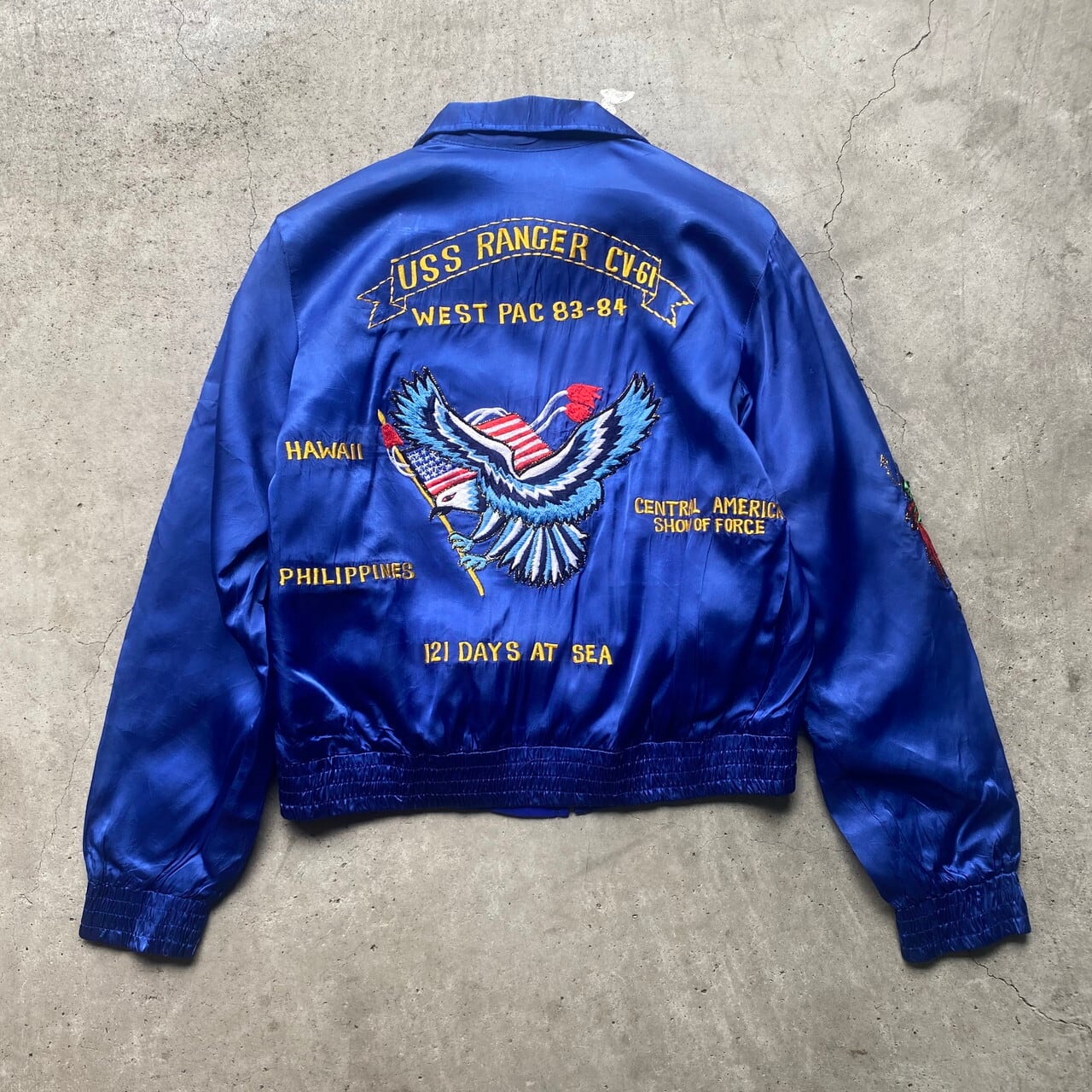 80年代 80s 刺繍 龍 鷹 USS RANGER CV-61 スーベニアジャケット ツアー 