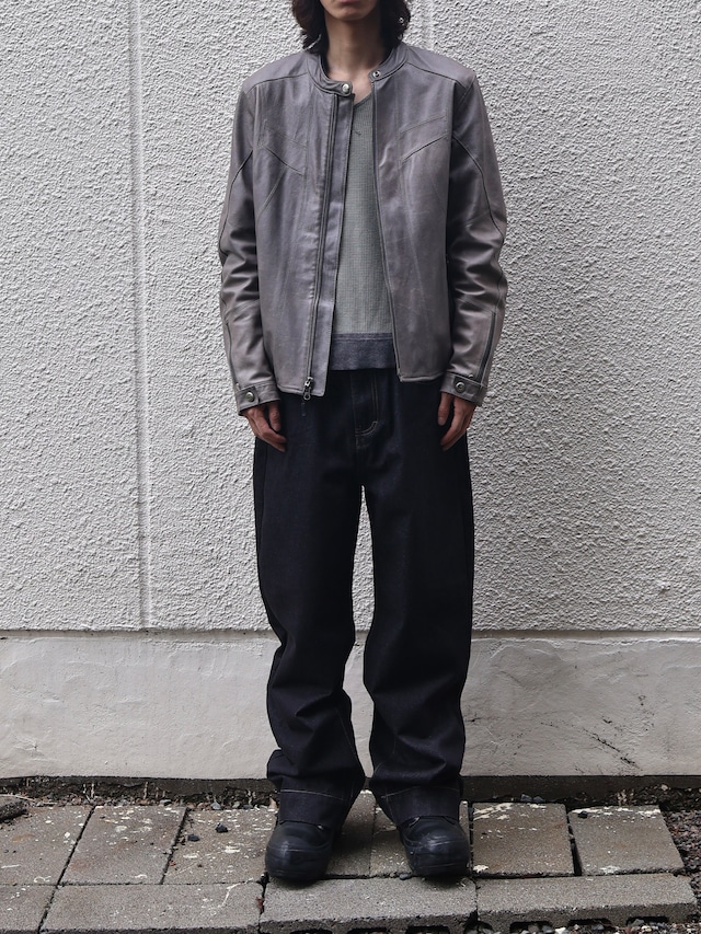 grey racing leather jacket
