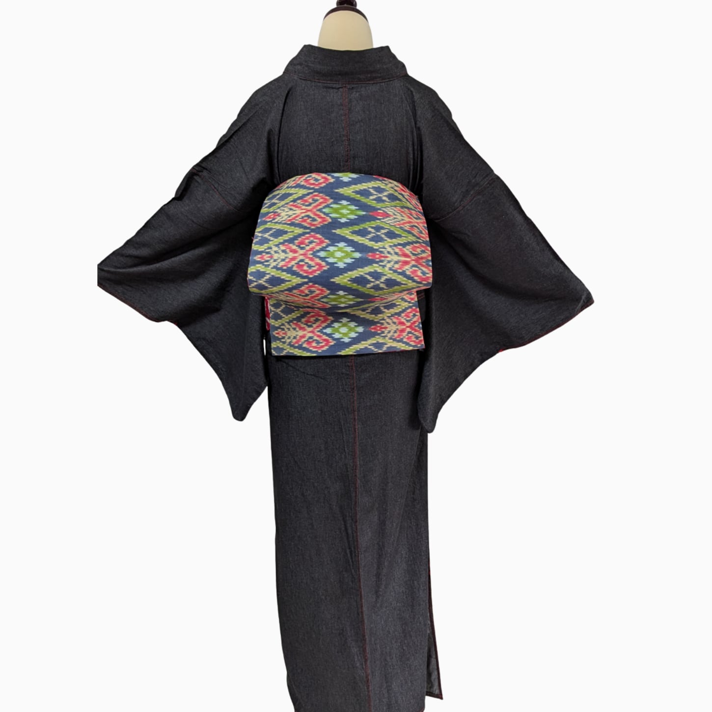 紗] 夏帯 袋帯 正絹 三日月 朧 灰色 緑 洒落袋 夏物 付下げ 小紋 紬