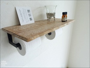 無垢材 オールドチークトイレットペーパーホルダーW/07 トレイペーパーホルダー 古材 手作り 銘木 一点物 ナチュラル 和風 幅45cm