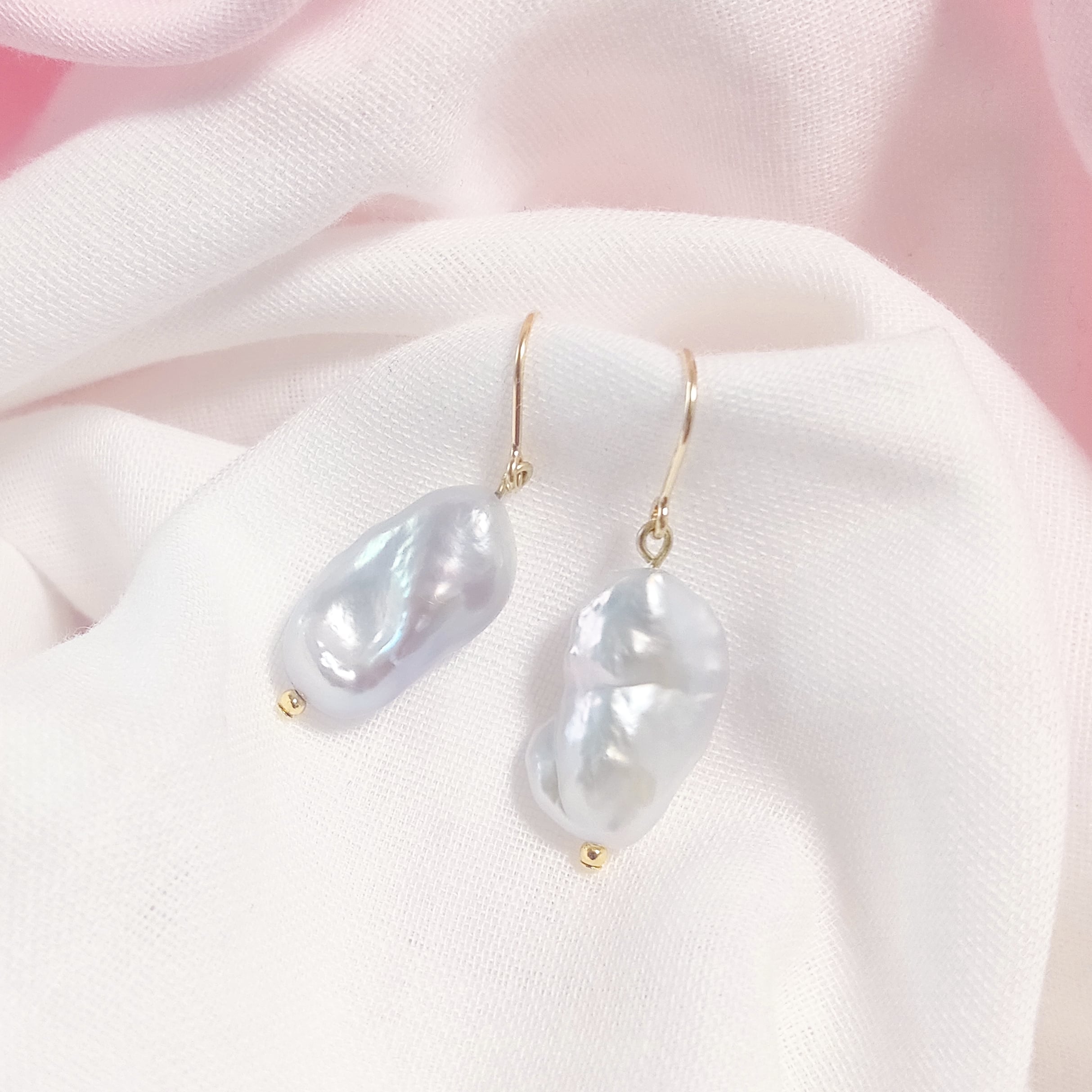 K14gf】大粒グレーバロックパールのピアス／Baroque pearl - ピアスの