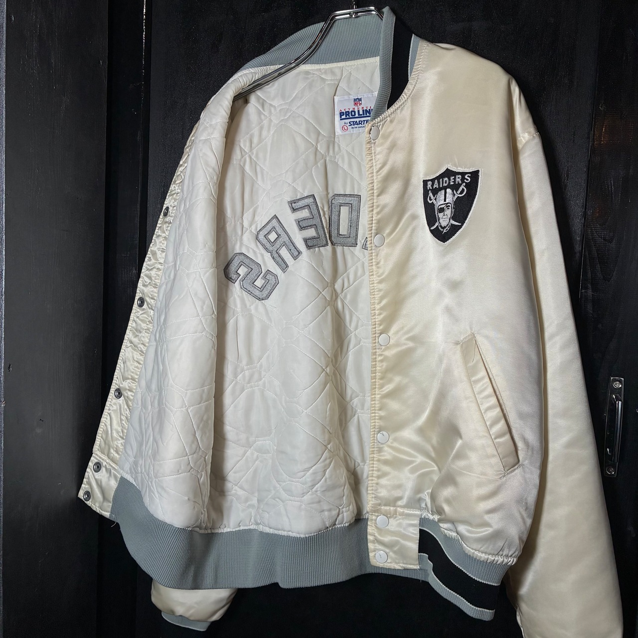 90s USA製 NFL STARTER RAIDERS ナイロンスタジャン スターター レイダース