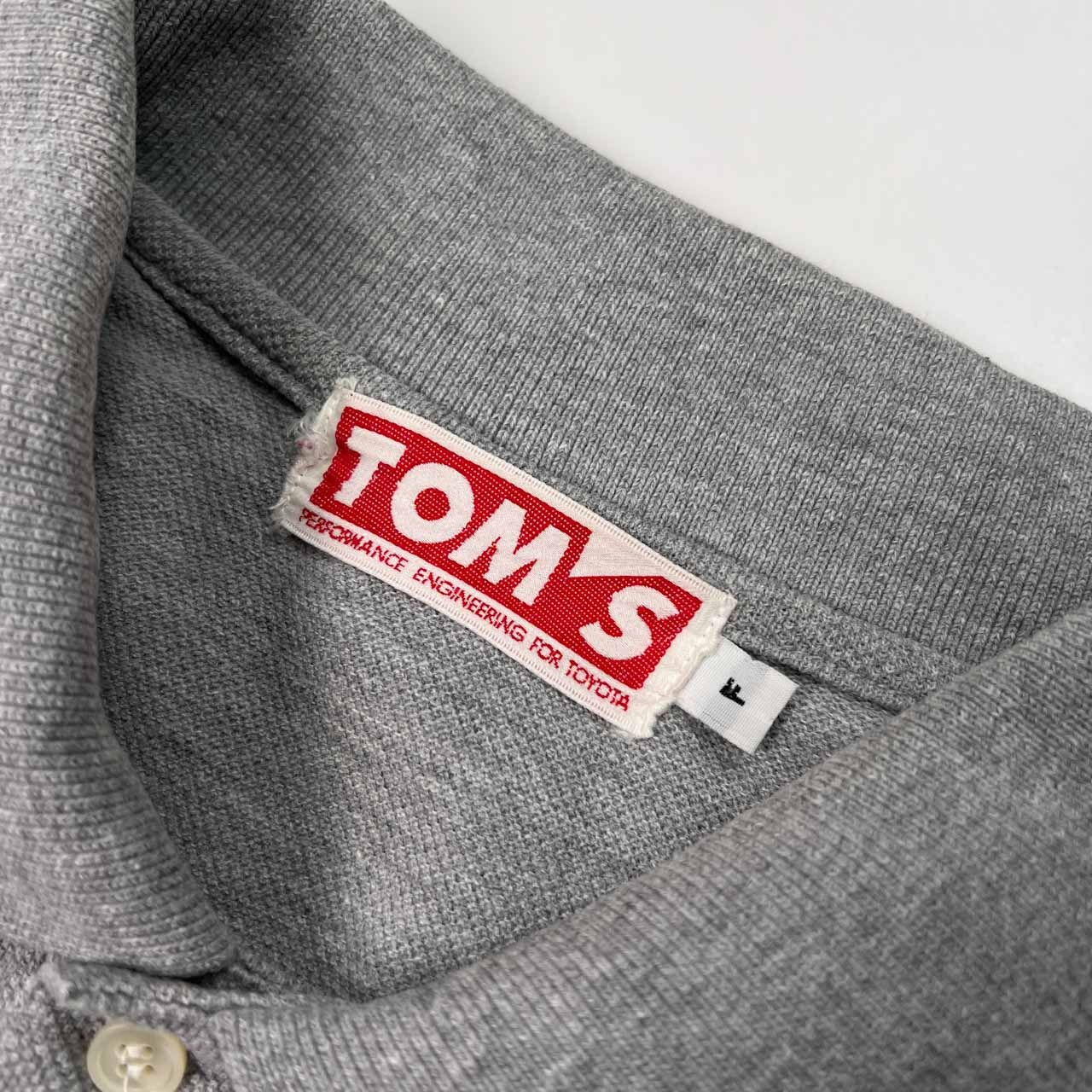 希少!!レア!! 当時物 TOM'S RACING トムスレーシング TOYOTA トヨタ 半袖 ポロシャツ F フリーサイズ /グレー/ビンテージ