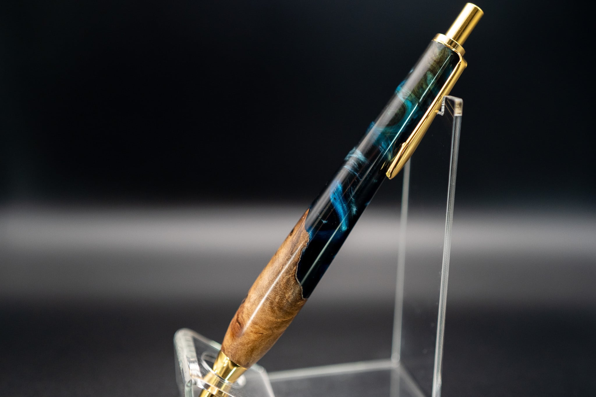 ブラウンマリー×レジン gold MP | 木軸ペン工房 金杢犀