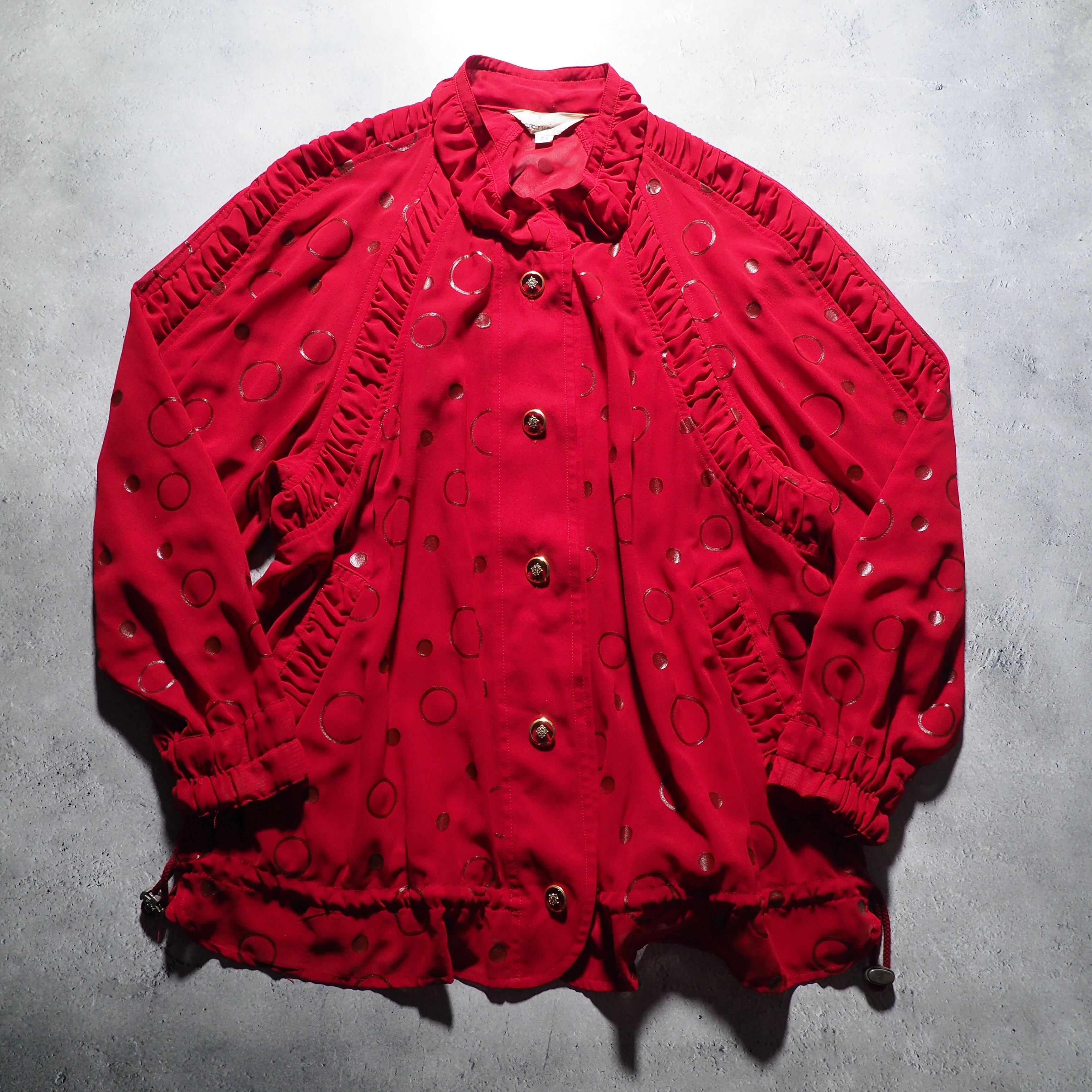 1990s ”franca v.paoloni ” modern rétro Dot pattern vintage Drape shirt