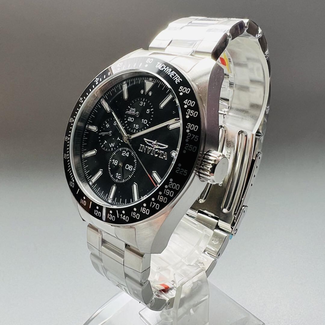 ブラック/シルバー新品インビクタ アヴィエイター45mmメンズ腕時計