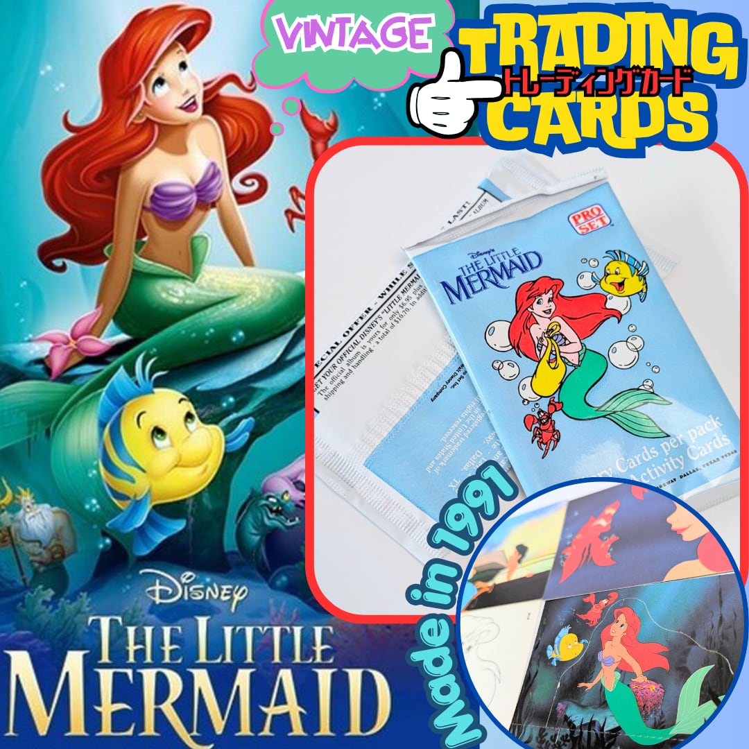 ☆送料無料！☆1991年製 PROSET【 THE LITTLE MERMAID Collectible Story Cards（ リトルマーメイド コレクタブル ストーリー カード ） DISNEY / ディズニー 】VINTAGE トレーディングカード 単品 （1個=8CARDS+2Activity Cards）〚アメリカン雑貨 アメトイ〛
