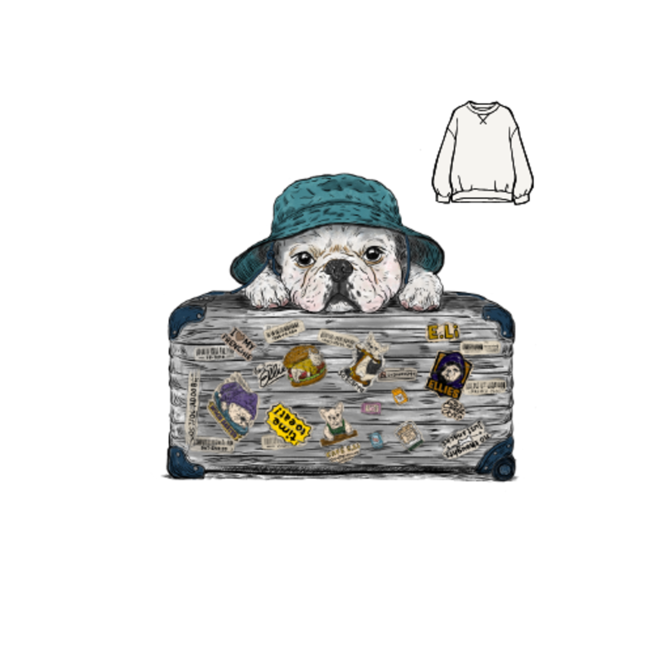 Somewhere Suitcase/スウェット/ビッグシルエット/アッシュ/ユニセックス