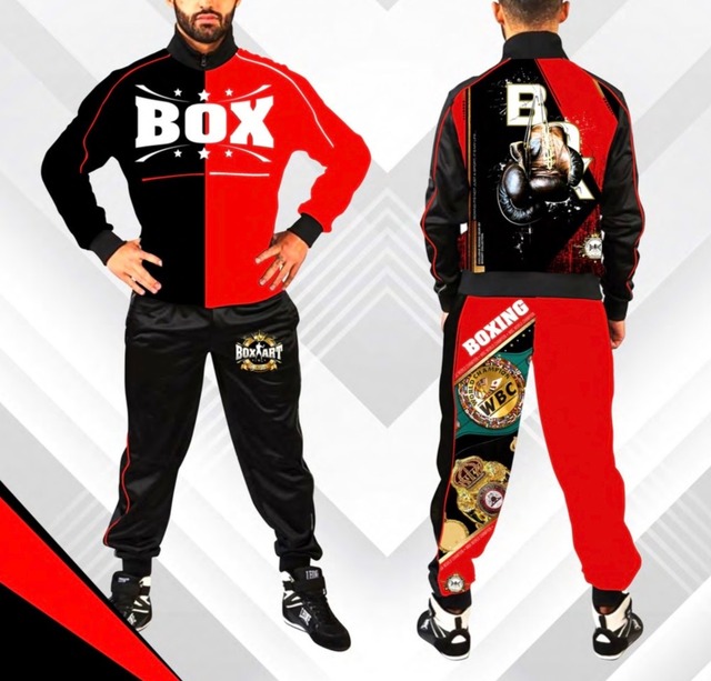 【WBC公認ブランド】BOX ARTセットアップ〜"BOX" SWEATSUIT (Red/Black Split)〜
