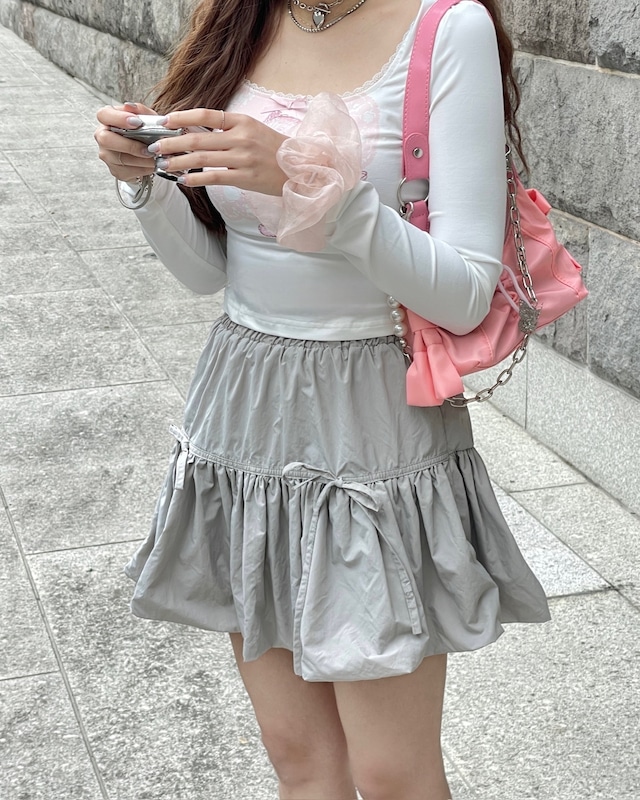 【more than cutie pie】double ribbon balloon skirt