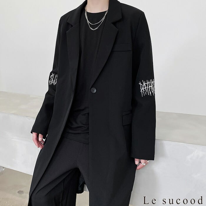 Le sucood】【お支払い確認後20日以内発送】袖刺繍ブラックチェスター