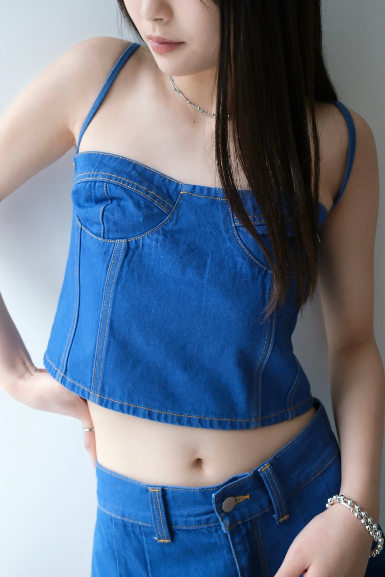 null. denim bustier デニムビスチェ Blue