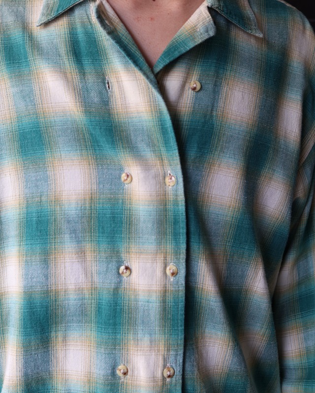 Check pattern double breasted shirt