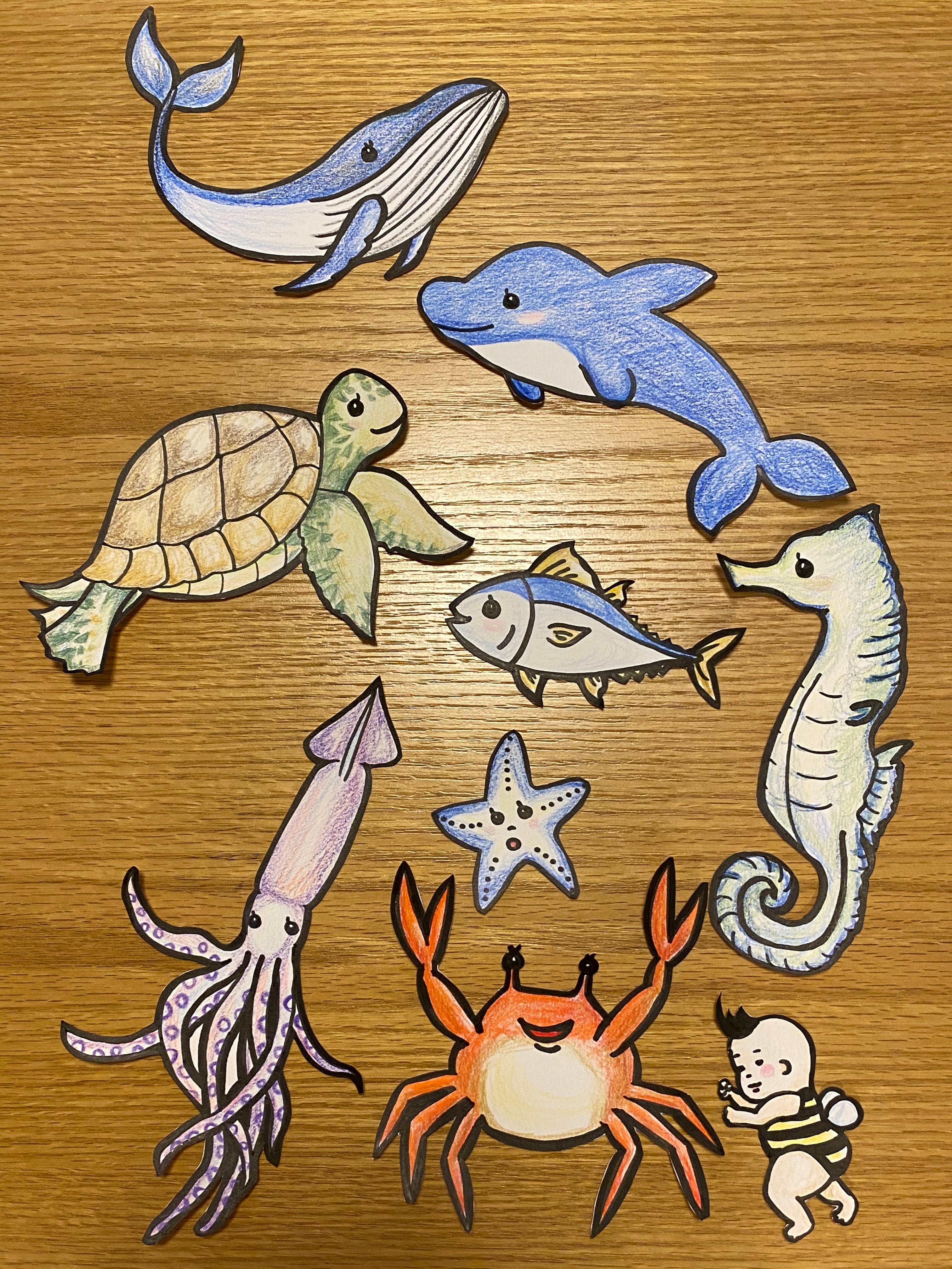 手書きイラスト 海の生き物 Themeone