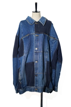 corduroy-denim patch work design jacket
