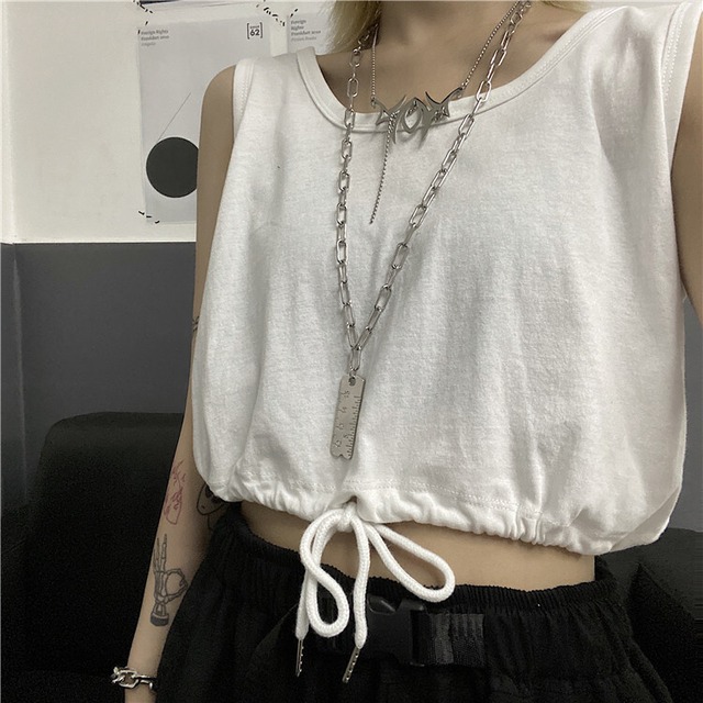 サマーショートホワイトノースリーブTシャツ ルーズトップス 夏物 Brother_is_Style9963346